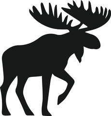 silhouettes of moose vector art illustration
