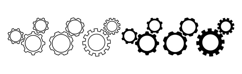 Setting gears icon. Cogwheel group. Gear design collection on white background