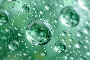 Abstract Green Droplets Background - Water Drops on Glass Surface with Green Bokeh