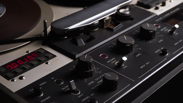 Fixing Audio Recording Levels on Professional Reel to Reel Tape Recorder, Close Up