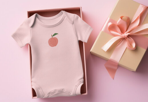 Apparel Flatlay Baby Short Sleeve Romper Mockup With Generative AI