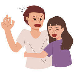 shocked and uncomforable hug couple illustration