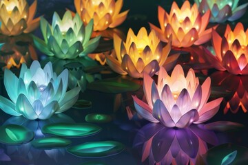 Obraz premium abstract glowing lotus flowers