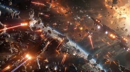 Fototapeta premium A fiery explosion in a starry, glowing galaxy