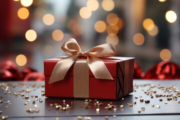 Beautiful a gift box with ribbon Valentine, Christmas, Boxing, love, romance and celebration concept