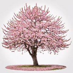 Fototapeta premium Cherry blossom tree isolated on white background