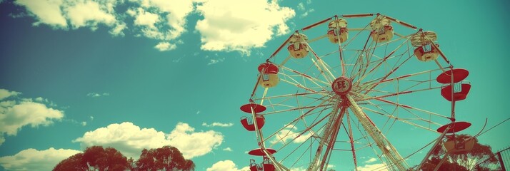 Lively and colorful amusement park in full operation, bustling with joy and excitement