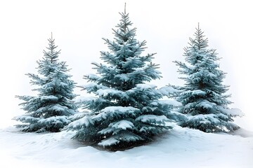 Fototapeta premium Winter Wonderland: Snow-Covered Pine Trees - Perfect for Holiday Cards, Posters, and Seasonal Designs