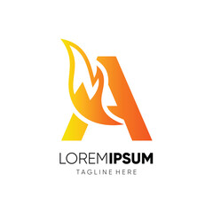 Letter A Fox Tail Logo Design Vector Icon Graphic Emblem Symbol Illustration