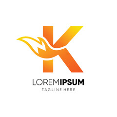Letter K Fox Tail Logo Design Vector Icon Graphic Emblem Symbol Illustration