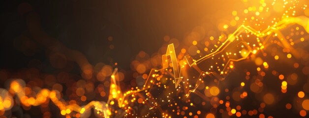 ^modern stock market growth graph with arrow up on dark background,