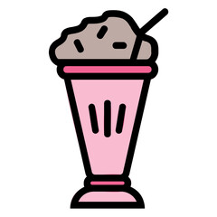 Milkshake Filled Line Icon Illustration