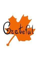 Orange maple leaf with inscription: 