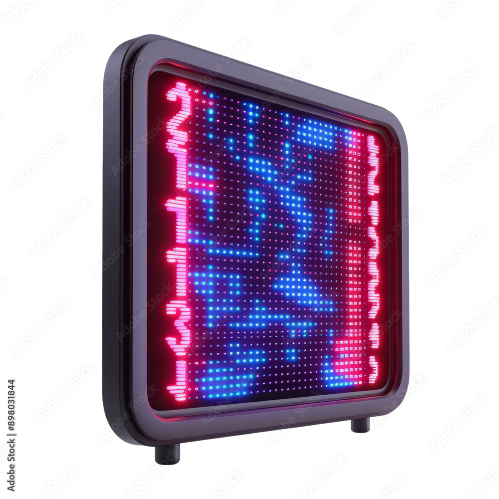 Poster a vibrant led display showcasing colorful patterns, suitable for advertisements or artistic backgrou