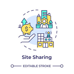 Site sharing multi color concept icon. Telecom infrastructure sharing. Share physical location. Broadcast station. Round shape line illustration. Abstract idea. Graphic design. Easy to use in article