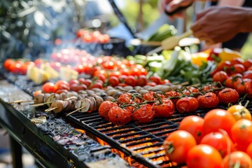 Men enjoying a delightful evening gathering with friends for a fun filled barbecue event