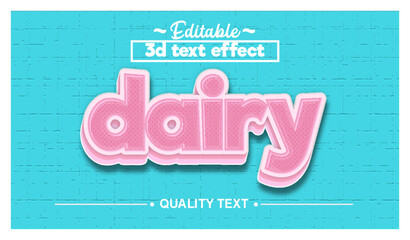 Dairy editable text effect with background easy to use