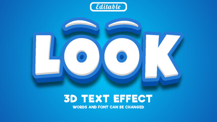 Look vector editable blue 3d text effect
