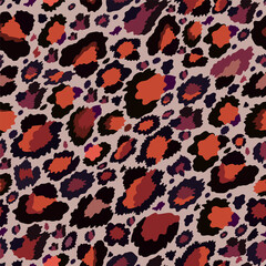 Animal pattern seamless background,Leopard Skin Pattern design for textile print,Vector Abstract Seamless design in Pink,Purple,Orange color of Fashionable Style for  Wallpaper, Fabric Background