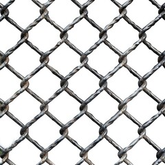 Fototapeta premium Close-up of a black chain-link fence with a white background