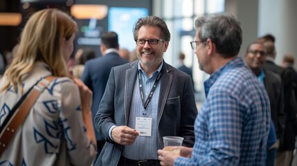 Group of professionals people networking at a business conference.