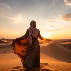 muslim woman in the desert