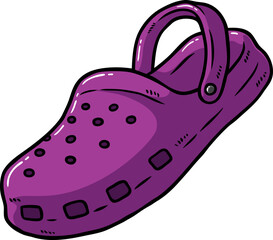 Vector Cartoon Purple Clog Slides Footwear