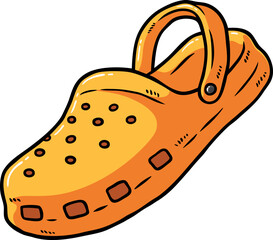 Vector Cartoon Yellow Clog Slides Footwear