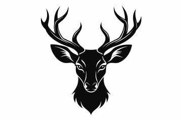 Deer vector Illustration - VECTOR, deer head black silhouette vector illustration, deer head silhouette.
