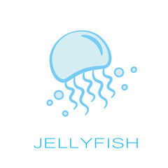 a blue jellyfish on white background