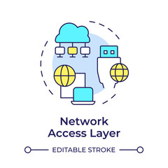 Network access layer multi color concept icon. TCP-IP. Data transmission. Communication protocol. Round shape line illustration. Abstract idea. Graphic design. Easy to use in blog post