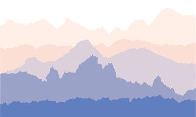 Minimalistic mountain landscape. Abstract colorful hills or rocks. Panoramic view nature background