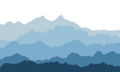 Minimalistic mountain landscape. Abstract blue hills or rocks. Panoramic view nature background