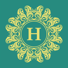 Fototapeta premium The initial design with luxurious Victorian carved ornaments is suitable for various needs