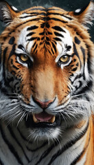 Fototapeta premium Fantasy Illustration of a wild animal tiger. Digital art style wallpaper background.