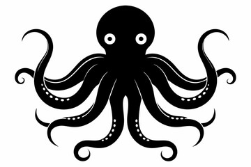 Vector illustration of octopus. Design logo octopus, Octopus symbol. octopus silhouette vector illustration. Octopus logo. Isolated octopus on a white background, octopus silhouette vector.