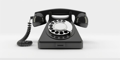 Vintage Black Telephone Isolated on White: Nostalgic Communication Device new and old. Retro Home Appliance Symbolizing Technological Evolution, Memories, and Passage of Time. Classic Design Contrast