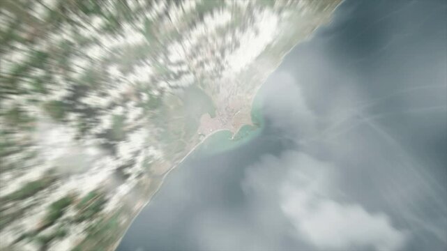 Earth zoom from space on Maceio - Alagoas - Brazil. And zoom out through clouds and atmosphere into space. Satellite view