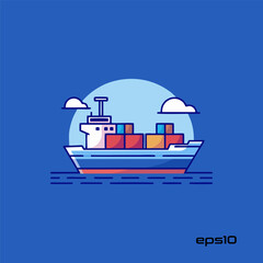 Obraz premium cargo ship logo, vector, mascot, character, illustration