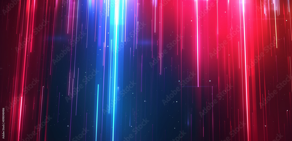 Poster intense red and blue digital rain background, futuristic abstract technology visualization with vert