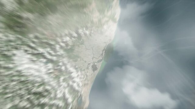 Earth zoom from space on Recife - Pernambuco - Brazil. And zoom out through clouds and atmosphere into space. Satellite view