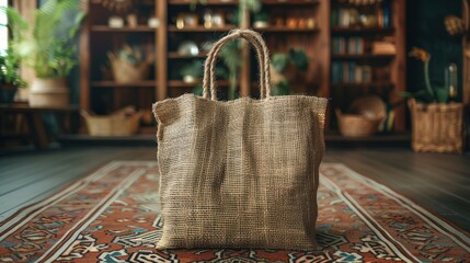 Jute Bag on a Rug