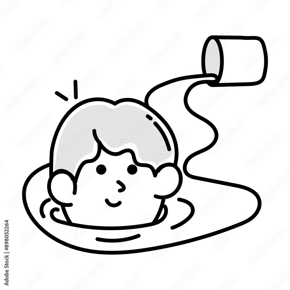 Sticker A doodle style icon of pool enjoy 

