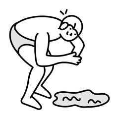 A hand drawn icon showing swimmer boy jumping in pool 

