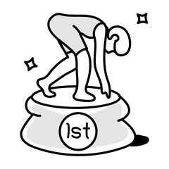 A hand drawn icon of swimming winner 

