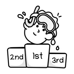 A doodle icon showing a swimmer on winner podium


