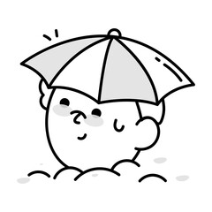 A doodle icon showing a boy with sunshade 

