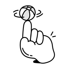 A doodle style icon of spinning ball 

