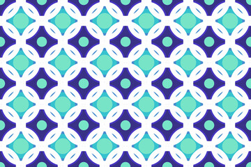 Intertwined Elegance: A seamless vector pattern of teal, purple, and white geometric shapes creates a visually captivating design. 