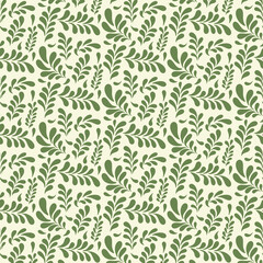 Obraz premium Seamless pattern texture with hand drawn leaves line elements, Spring and summer concept, For paper, scrapbooks, packaging, beauty products, textile, fashion.